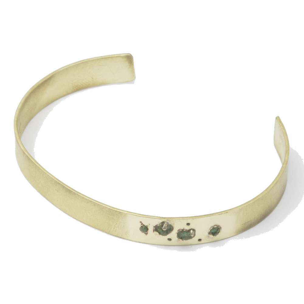 golden bracelet natural emerald rough
